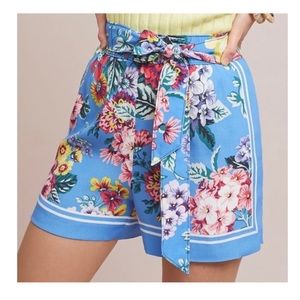 Maeve Scarf Printed Blue Floral Shorts X-Small